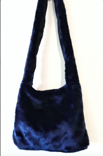 Blue Faux Fur Bag, Blue Faux Fur Crossbody Bag, Vegan Fur Bag, Faux Fur Shoulder Bag