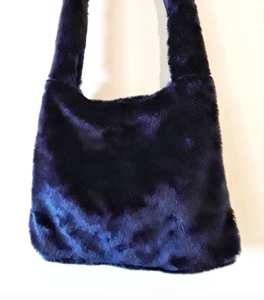 Blue Faux Fur Bag, Blue Faux Fur Crossbody Bag, Vegan Fur Bag, Faux Fur Shoulder Bag