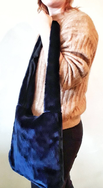 Blue Faux Fur Bag, Blue Faux Fur Crossbody Bag, Vegan Fur Bag, Faux Fur Shoulder Bag