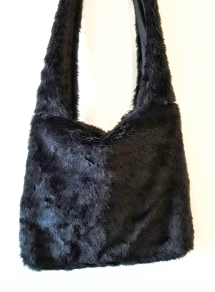 READY TO SHIP, Fur Bags for Women, Black Fur Bag, Faux Fur Crossbody Bag in Black, Vegan Fur Bag, Fur Shoulder Bag, Faux Fur Bag