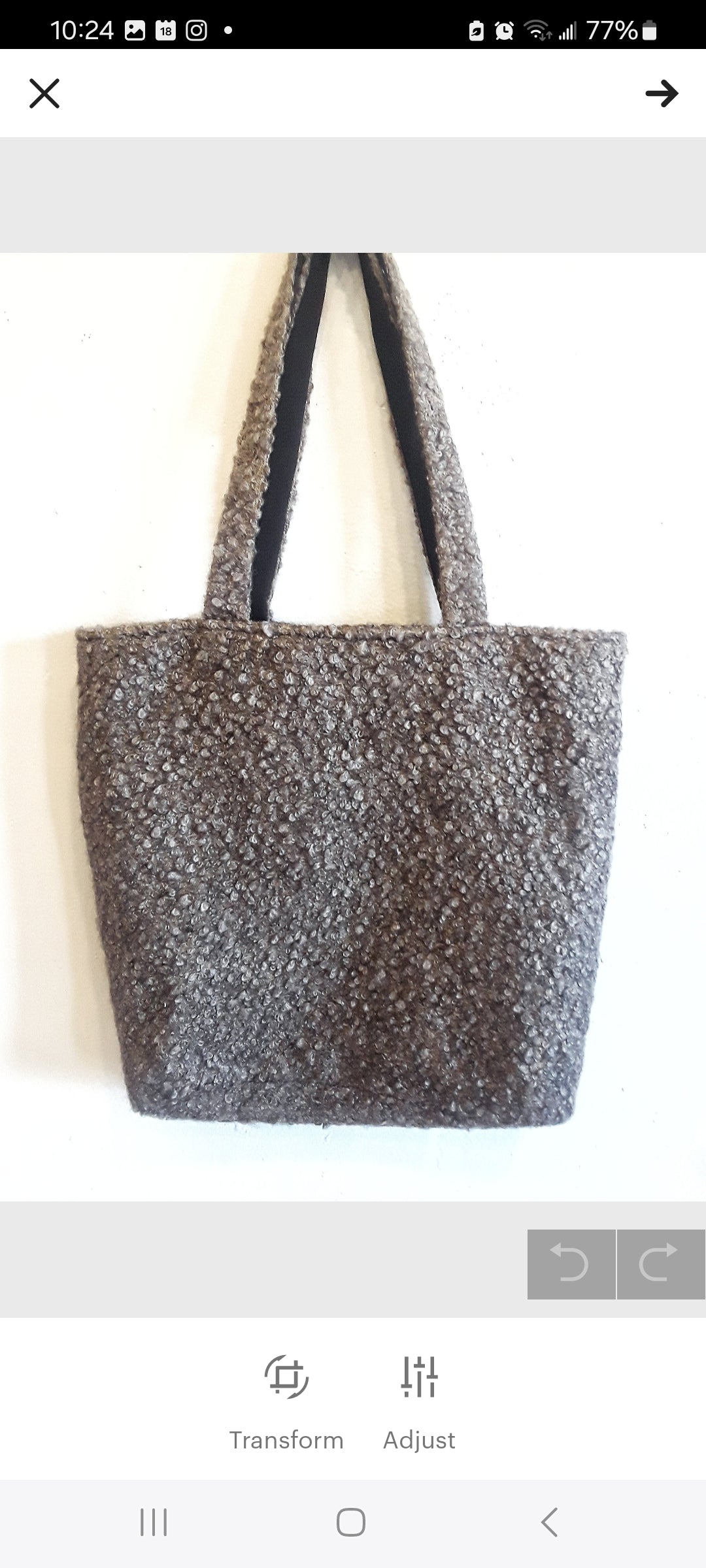 Faux Fur Bags, Boucle Wool Bag, Tote Bag, Wool Shoulder Bag