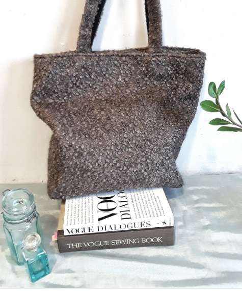Faux Fur Bags, Boucle Wool Bag, Tote Bag, Wool Shoulder Bag