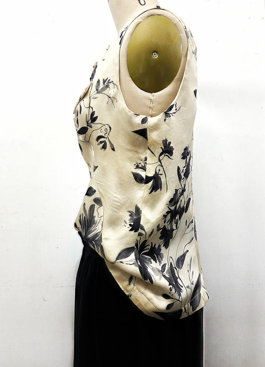 Womens Chic Floral Top, Vintage Inspired Elegant Top with a Bow