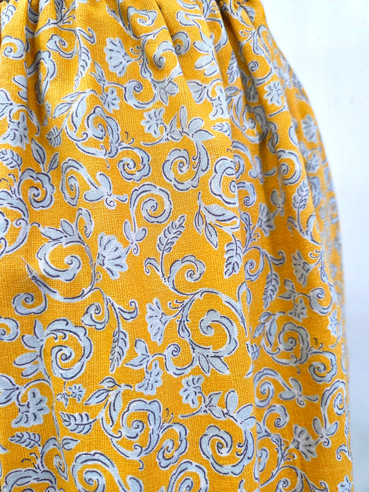 Floral Print Cotton Midi Skirt: Summer thru Fall with Pockets