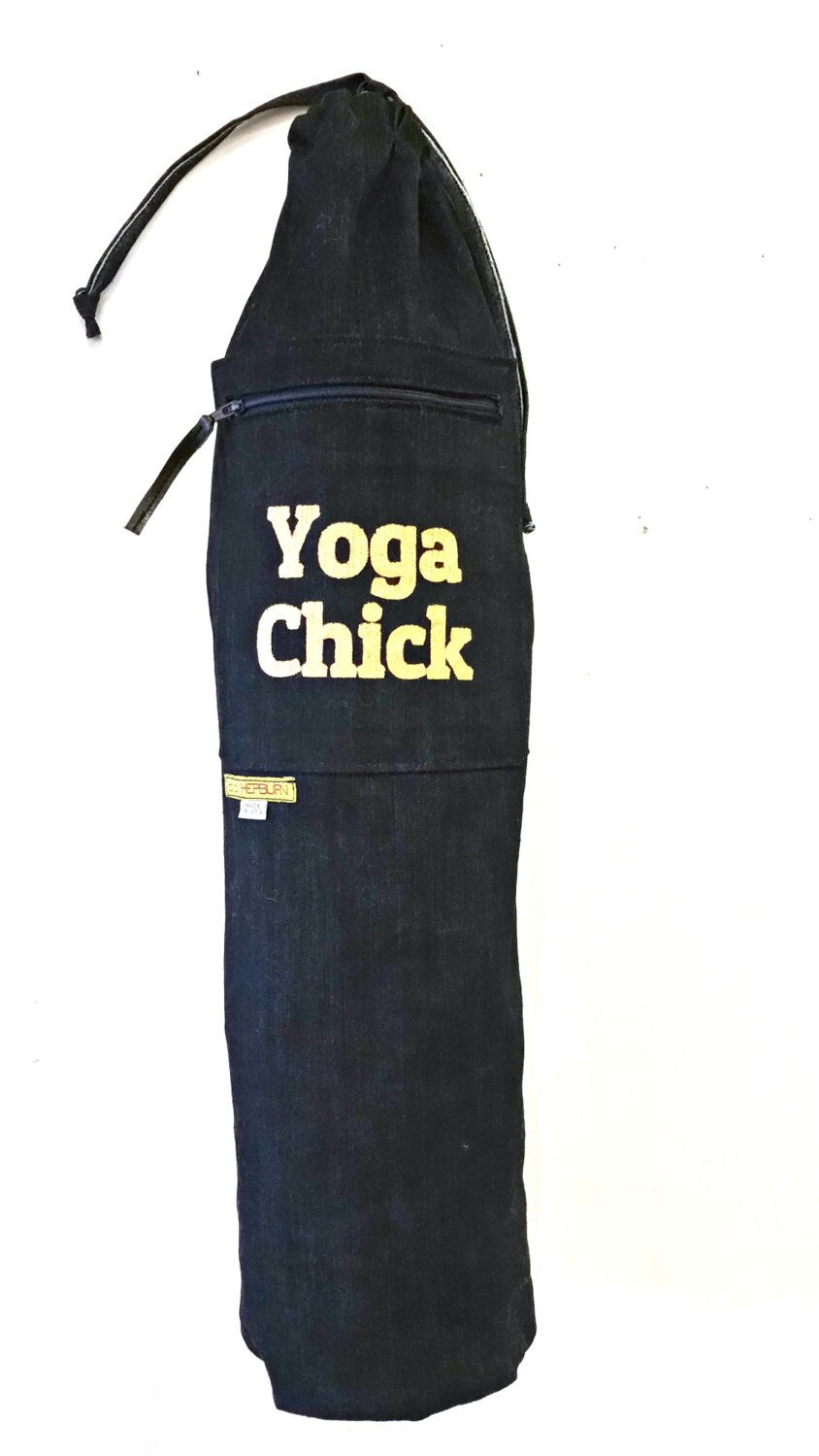 Womens Yoga Bag in Denim, Yoga Chick Yoga Mat Bag, Yoga Mat Bag with Graphic Yoga Chick