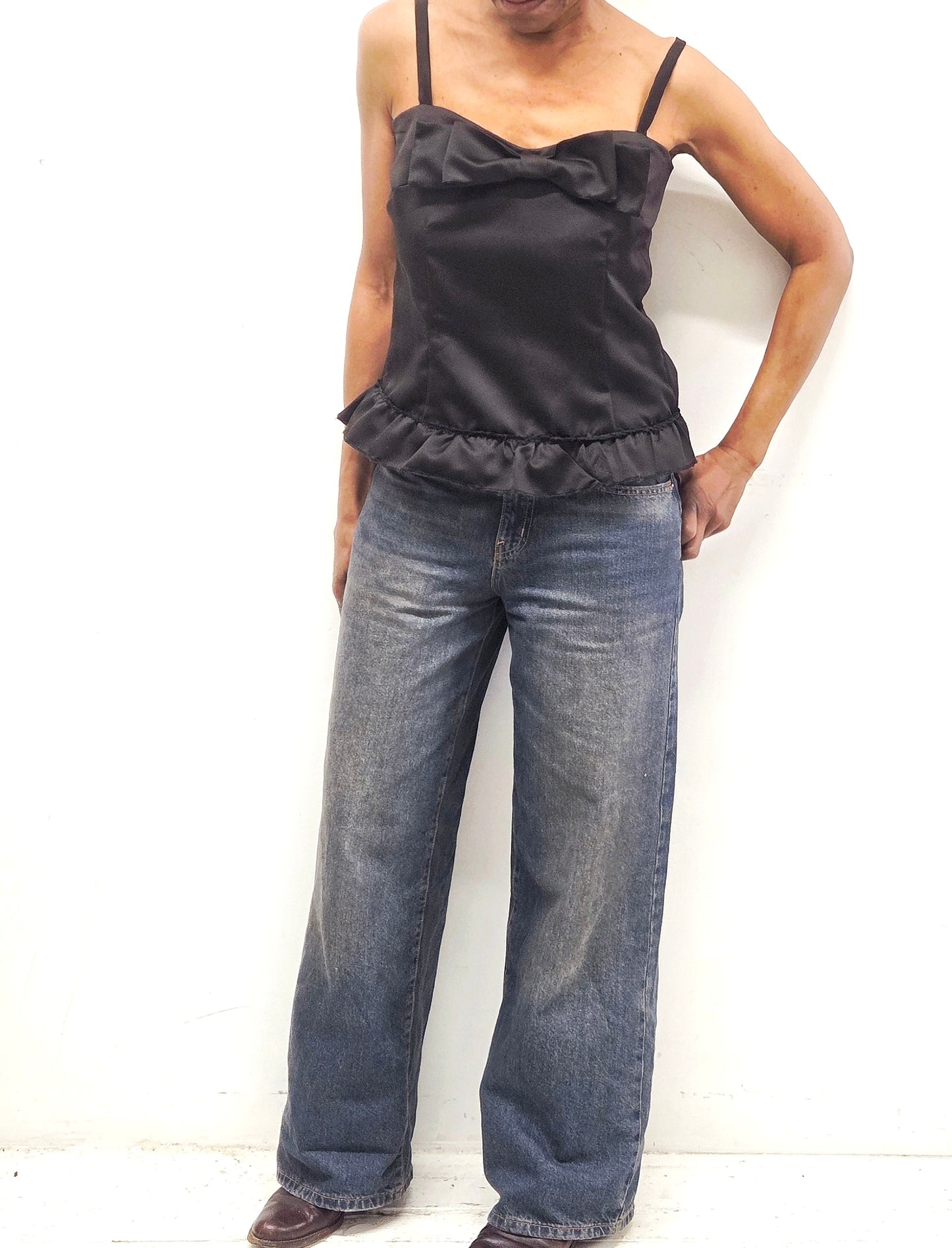 Womens Sophisticated Strappy  Top, Vintage Inspired Elegant Top with a Bow, Naomi Top
