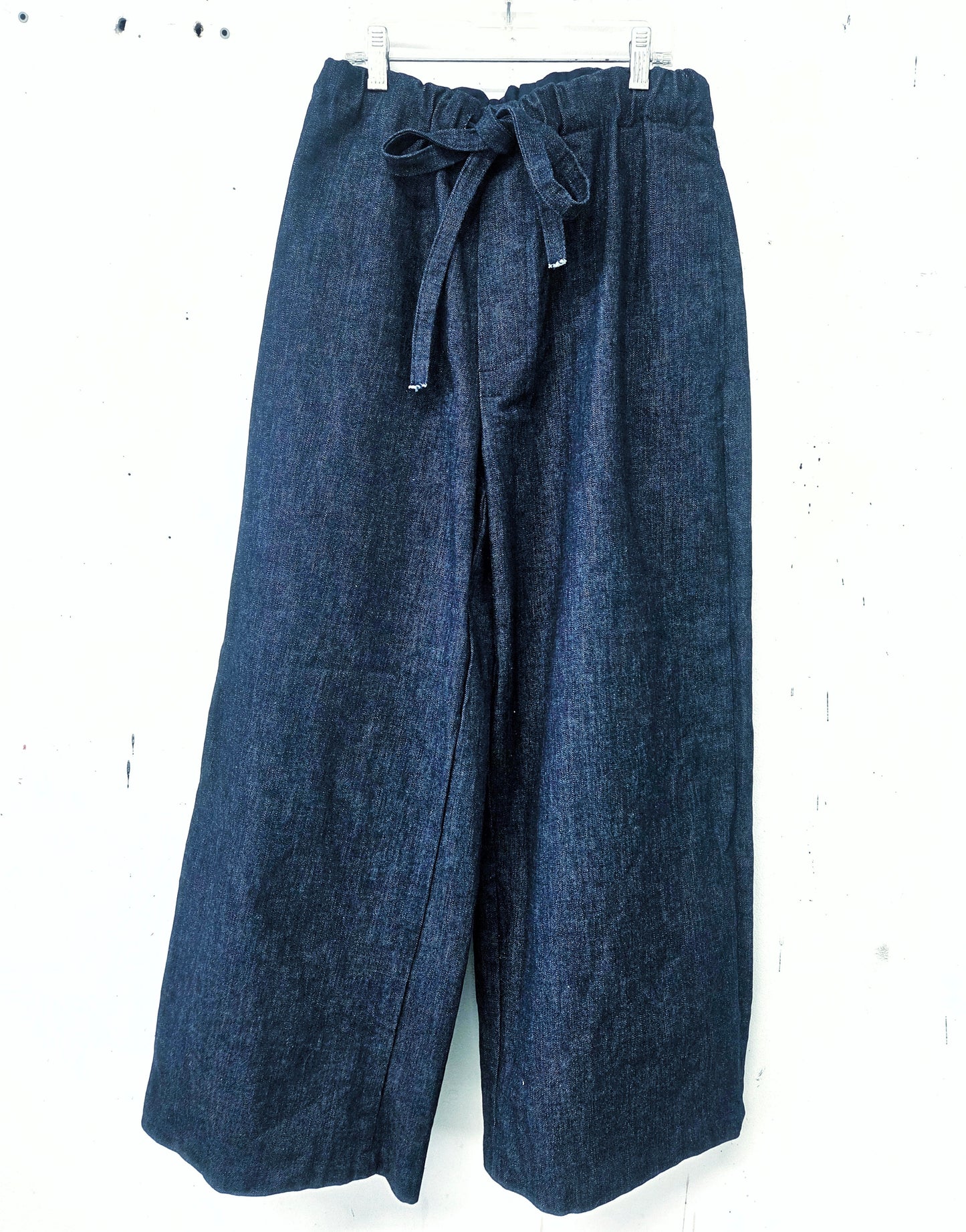 Womens Wide Leg Drawstring Denim Pants Made to Order