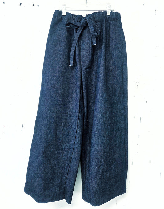 Womens Wide Leg Drawstring Denim Pants Made to Order