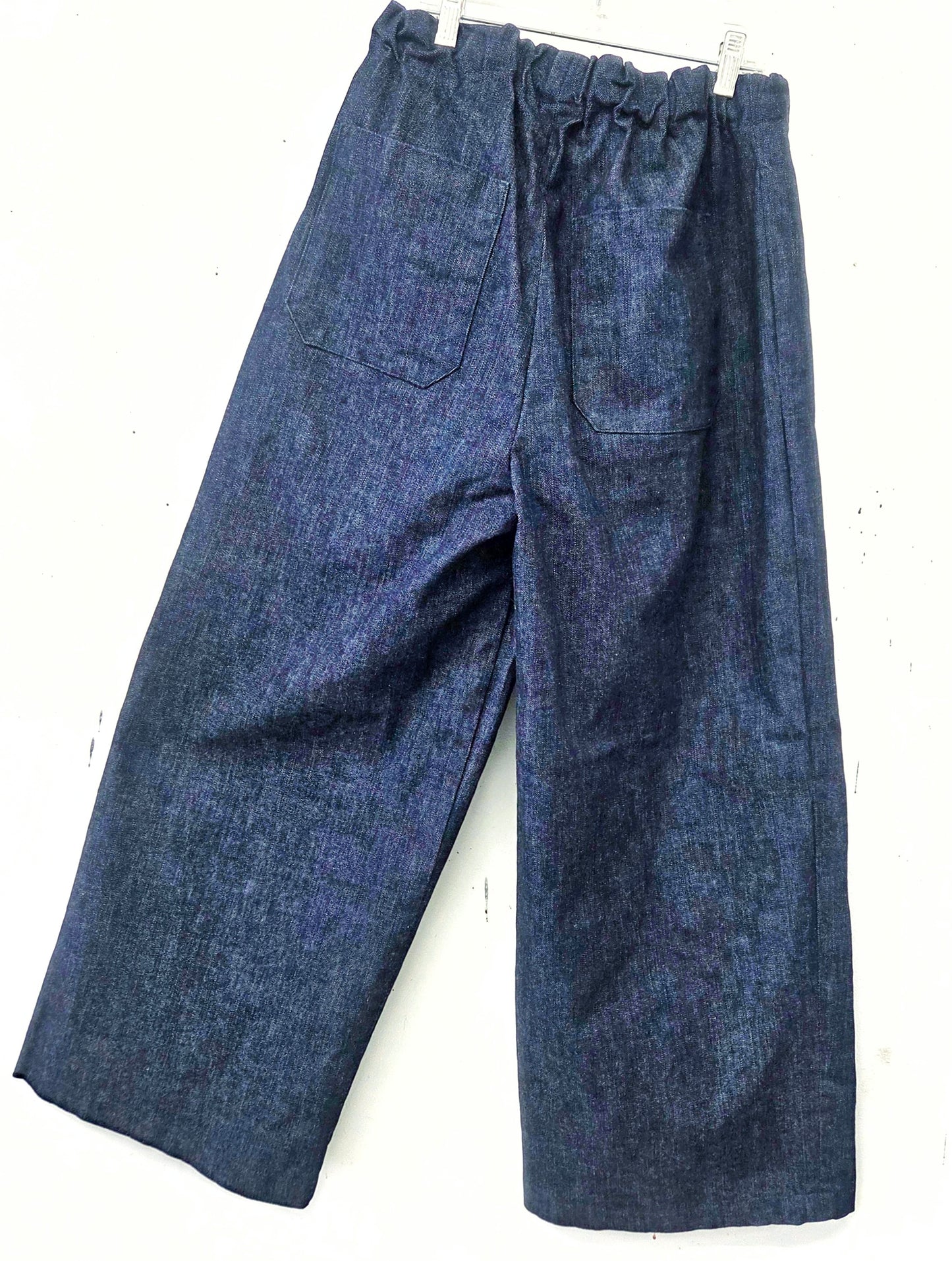 Womens Wide Leg Drawstring Denim Pants Made to Order