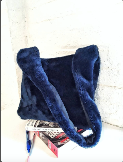 Blue Faux Fur Bag, Blue Faux Fur Crossbody Bag, Vegan Fur Bag, Faux Fur Shoulder Bag