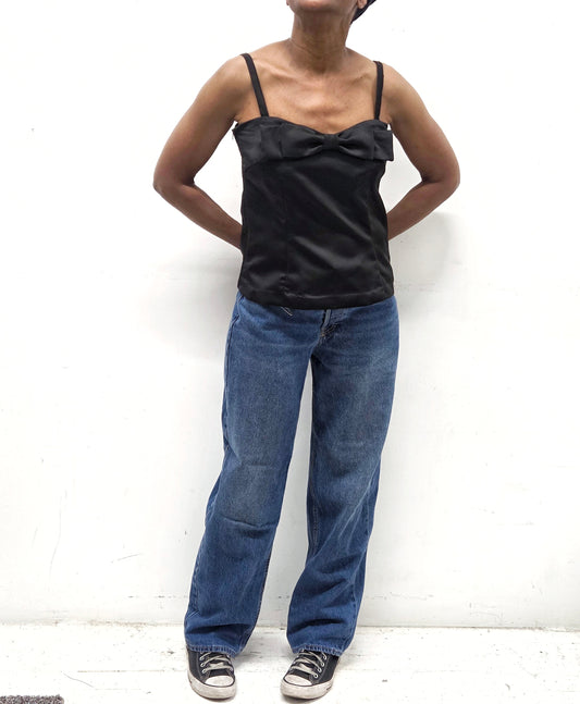 Womens Sophisticated Strappy  Top, Vintage Inspired Elegant Top with a Bow